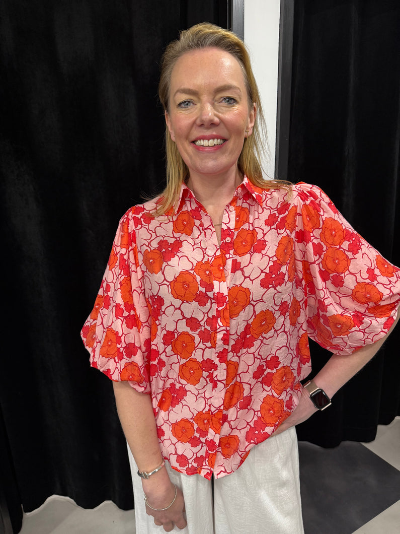 Wild Poppy Chiffon Feel Shirt
