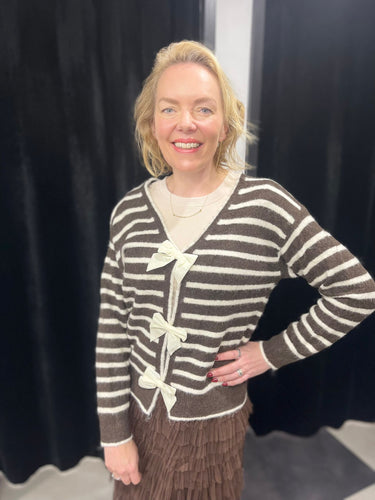 Stripe Bow Detail Knit - chichappensboutique