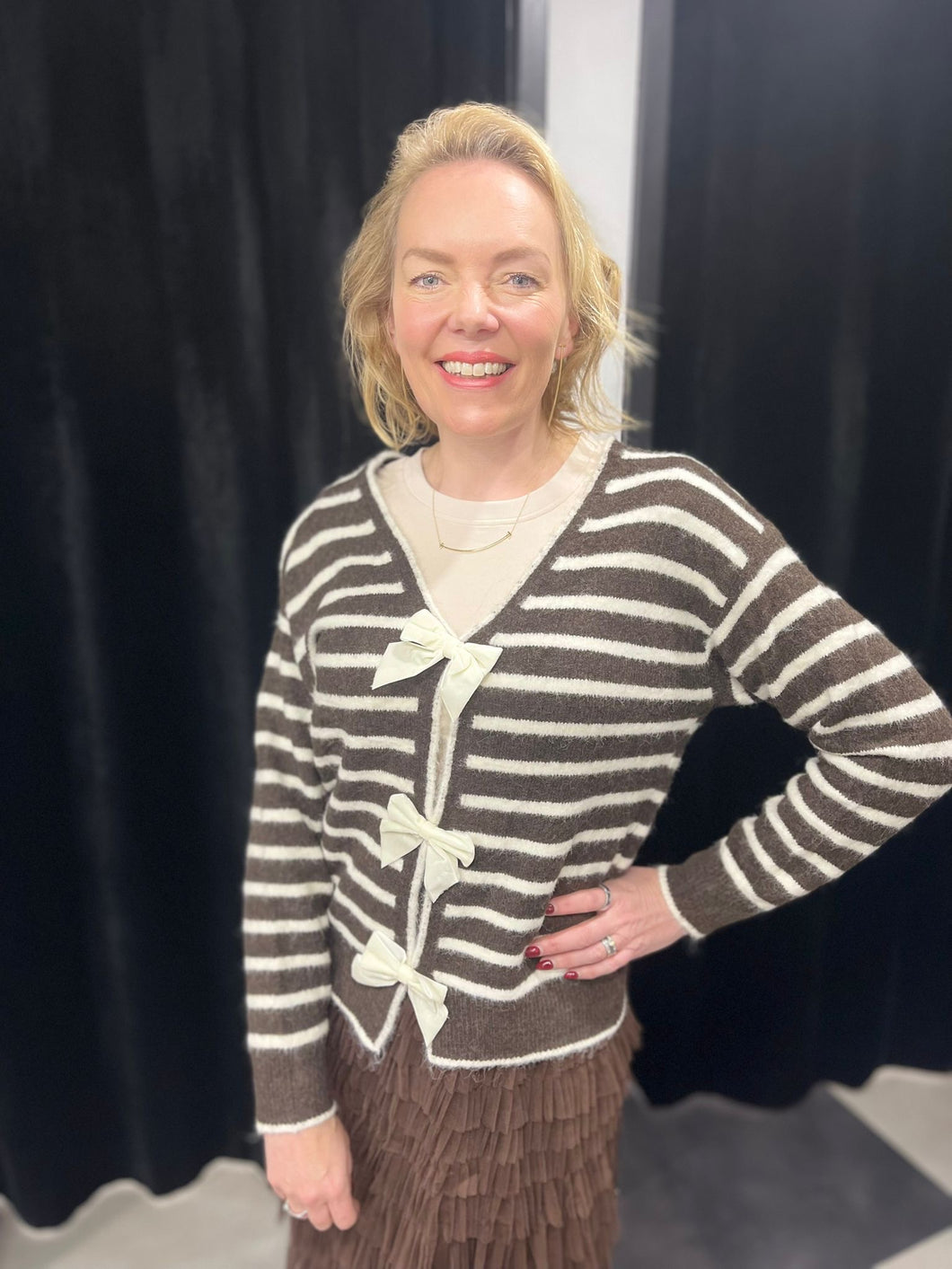 Stripe Bow Detail Knit - chichappensboutique