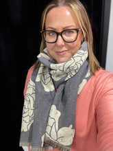 Load image into Gallery viewer, Large Floral Cashmere Blend Scarf (various colours)