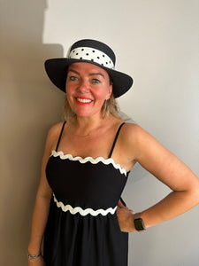 Emily Straw Polka Trim Hat (various colours) - chichappensboutique