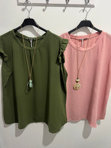 Extra Chic Frill Cap Sleeve Top (various colours) - chichappensboutique