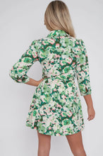 Load image into Gallery viewer, Sarah Mini Shirt Dress (Green &amp; Pink) - chichappensboutique