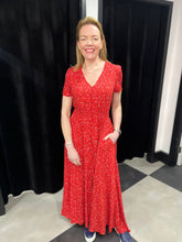 Load image into Gallery viewer, Red Floral Gypsy Dress - chichappensboutique