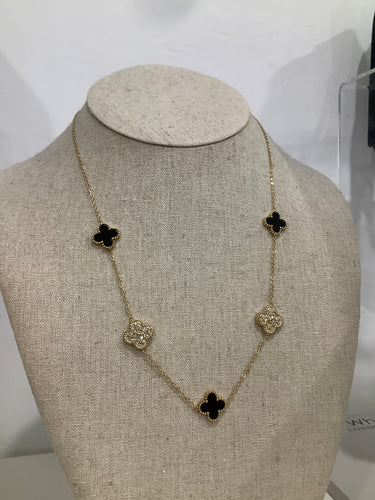 Diamanté Clover Cleef Necklace (various colours) - chichappensboutique