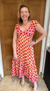 New Capri Maxi Dress (hot pink and orange) - chichappensboutique