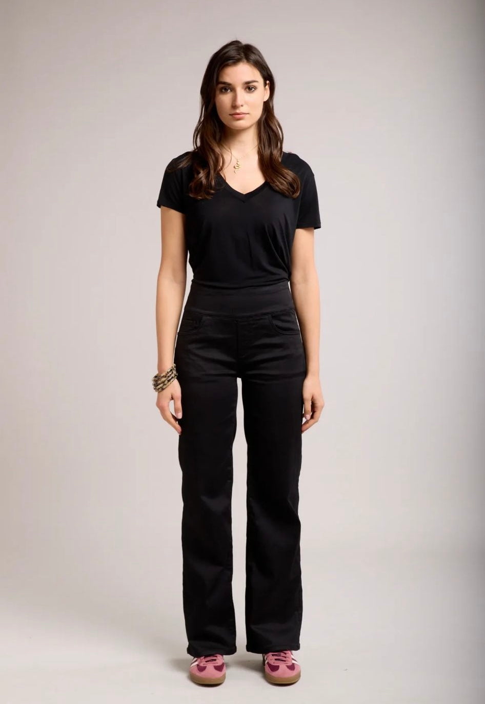 Tocada Wide Leg Stretch Jeans (Black)