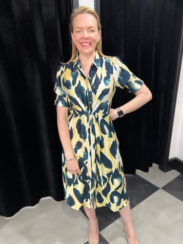Petrol Leopard Knot Front Midi - chichappensboutique