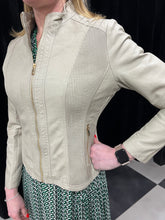 Load image into Gallery viewer, The Aniston Faux Leather Biker (Stone)