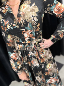 Midnight Bloom Shirt Dress