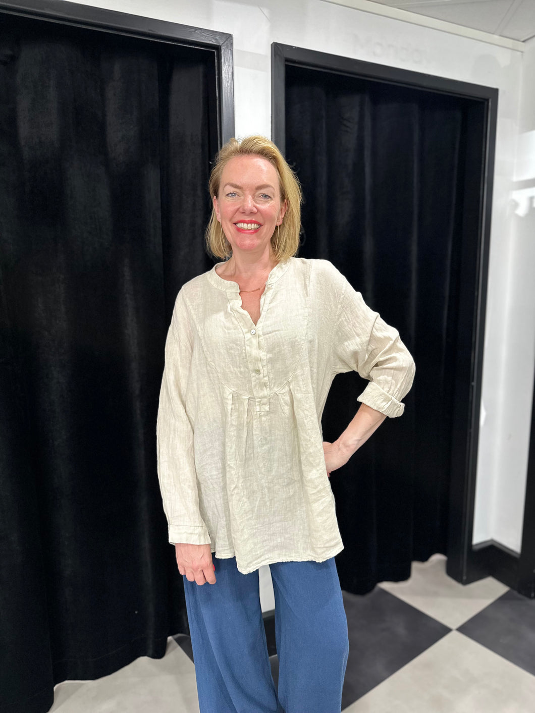 Paisley And Pearl Linen Grandad Style Shirt
