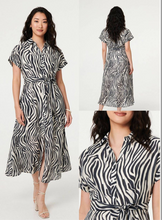 Load image into Gallery viewer, Zebra A-line Shirt Dress - chichappensboutique