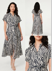 Zebra A-line Shirt Dress - chichappensboutique