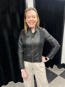 The Aniston Faux Leather Jacket (Black) - chichappensboutique