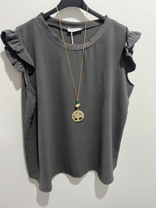 Extra Chic Frill Cap Sleeve Top (various colours) - chichappensboutique