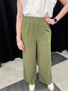 Khaki Wide Leg Palazzo Pants - chichappensboutique