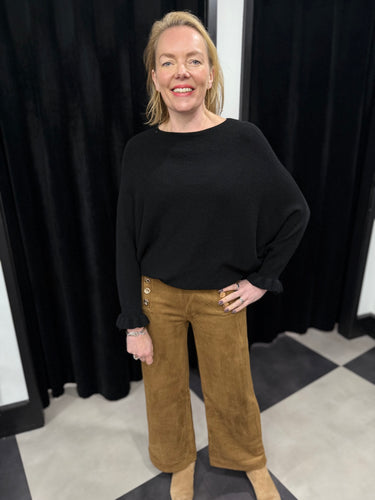 Faux Suede Military Trousers