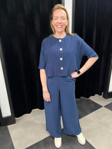 Navy Wide Leg Palazzo Pants - chichappensboutique