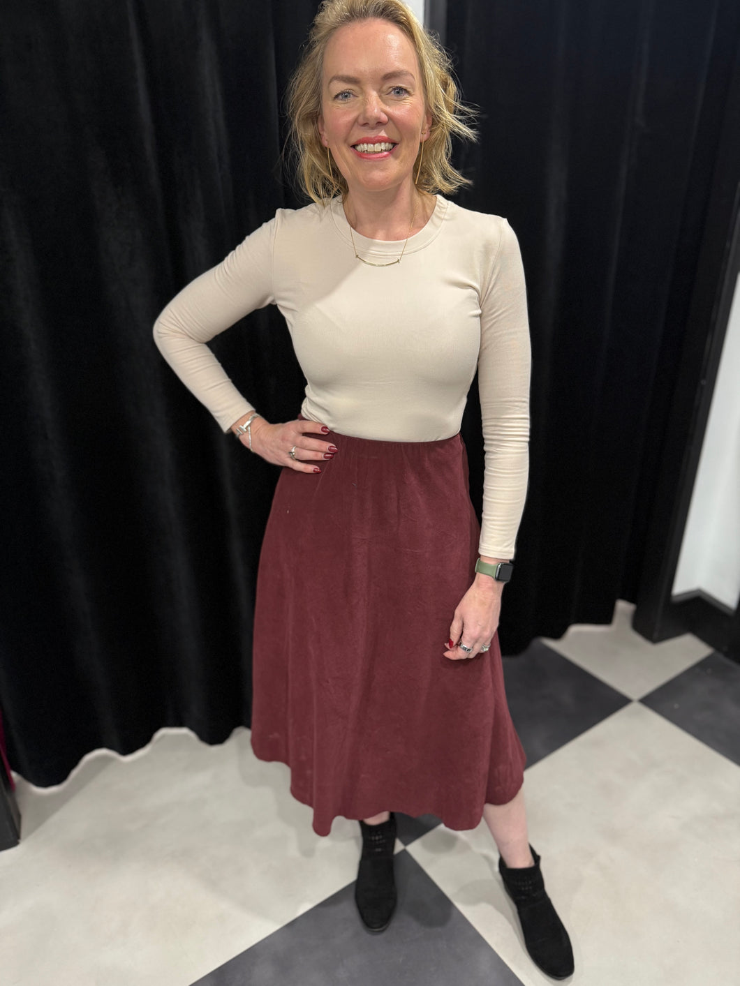 Soft Cord A-Line Skirt (various colours) - chichappensboutique