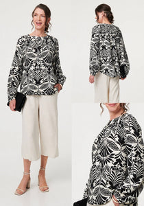 Monochrome Linen Feel Blouse - chichappensboutique
