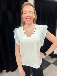 Frill Detail Sleeve Top (various colours) - chichappensboutique