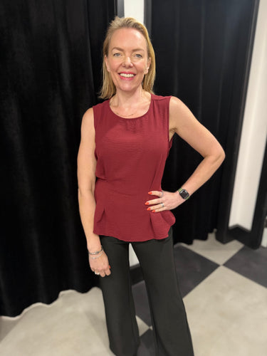 Pinch Pleat Sleeveless Top (various colours) - chichappensboutique