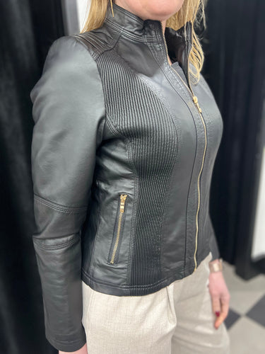 The Aniston Faux Leather Jacket (Black) - chichappensboutique
