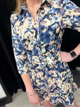 Load image into Gallery viewer, Sarah Mini Shirt Dress (Blues &amp; Blush) - chichappensboutique