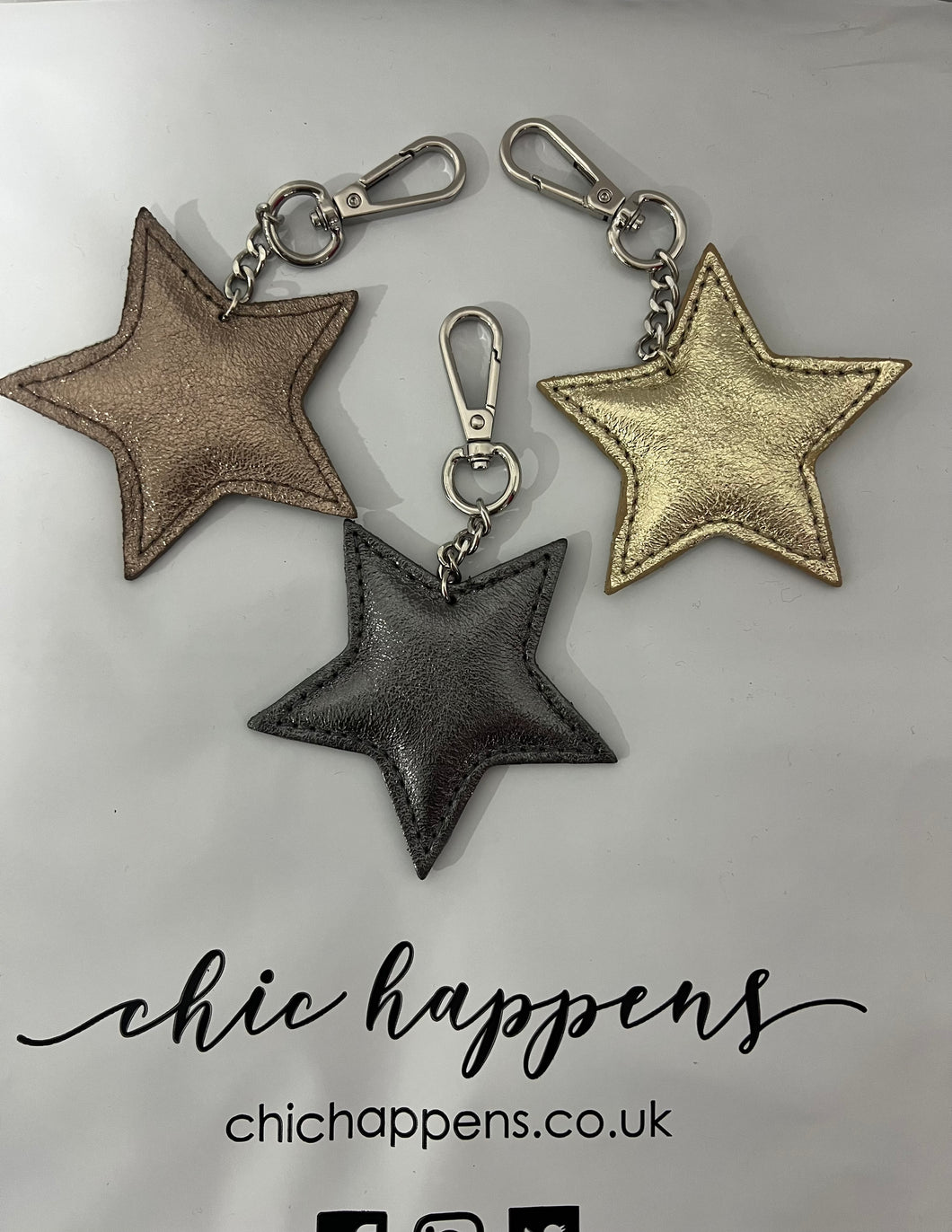 Leather Star Keyring Pendant (various colours) - chichappensboutique