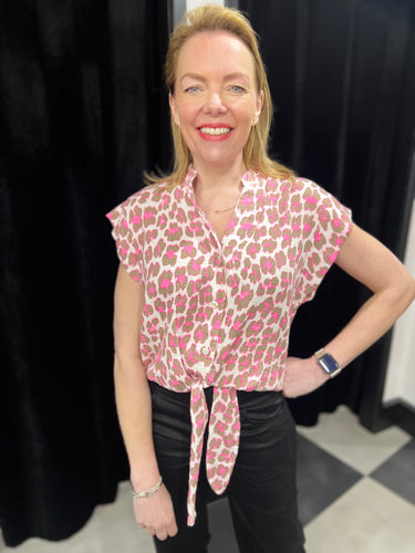 Leopard Knot Front Top (various colours) - chichappensboutique
