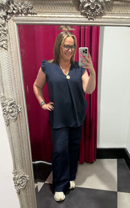 Extra Chic Brooch Frill Top (various colours) - chichappensboutique
