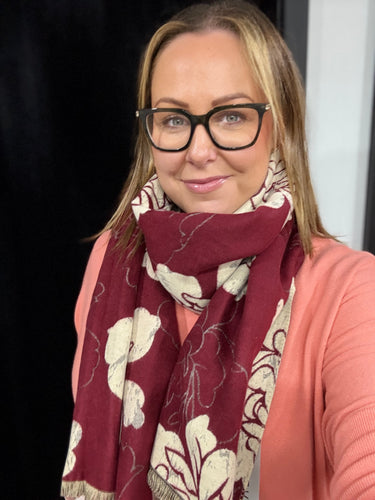 Large Floral Cashmere Blend Scarf (various colours)