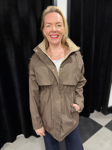Reversible Mid Length Parker (Chocolate/Taupe)