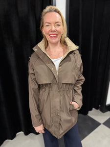 Reversible Mid Length Parker (Chocolate/Taupe)