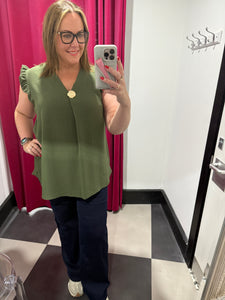 Extra Chic Brooch Frill Top (various colours) - chichappensboutique