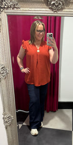 Extra Chic Brooch Frill Top (various colours) - chichappensboutique