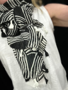 Lightweight Geometric Tassel Scarf (various colours)