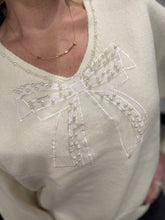 Load image into Gallery viewer, Pearl Detail Bow Knit (various colours)