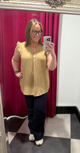 Load image into Gallery viewer, Extra Chic Brooch Frill Top (various colours) - chichappensboutique