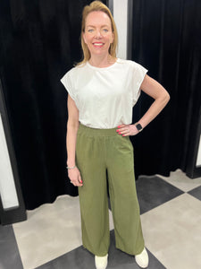 Khaki Wide Leg Palazzo Pants - chichappensboutique
