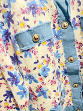 Load image into Gallery viewer, Denim Edged Floral Cardigan