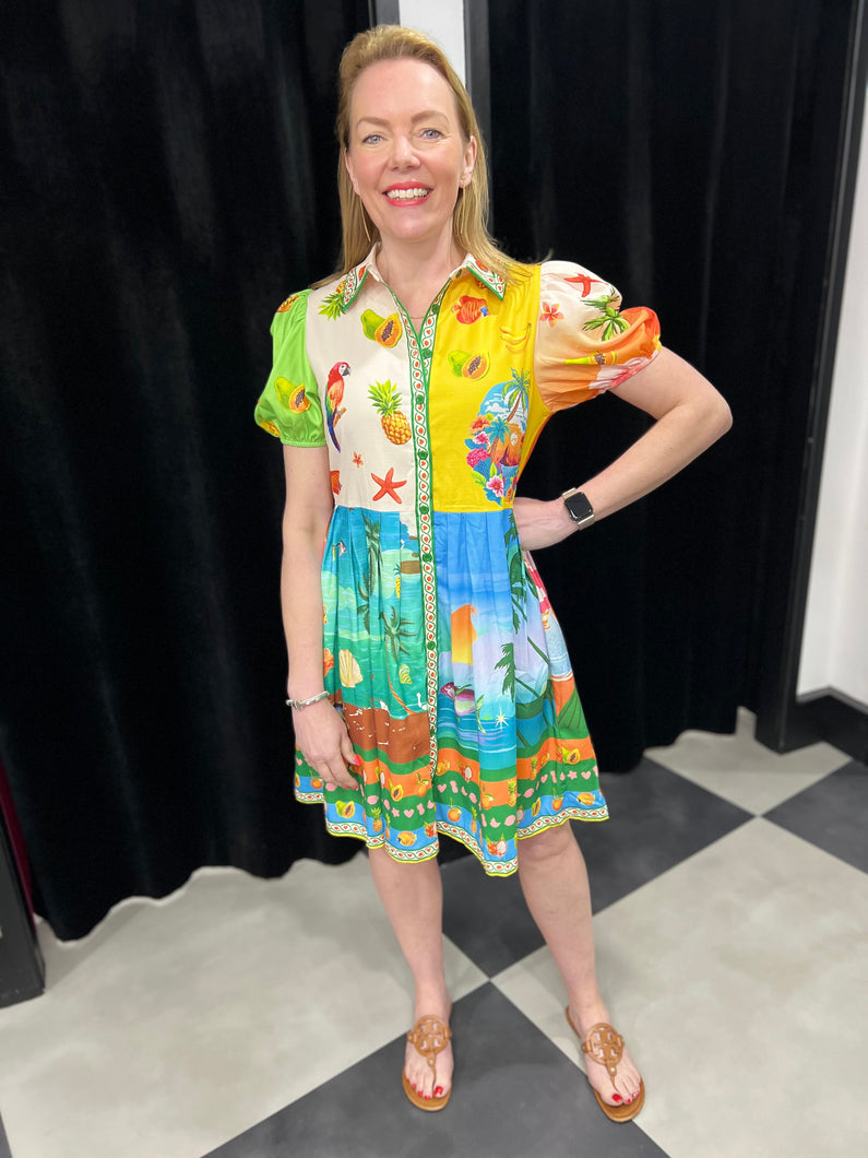 Tropical Print Shirt Dress - chichappensboutique