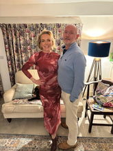 Load image into Gallery viewer, Ruched Abstract Floral Dress (Burgundy &amp; Blush)