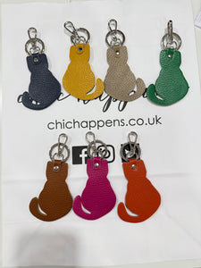Leather Cat Keyring (various colours) - chichappensboutique