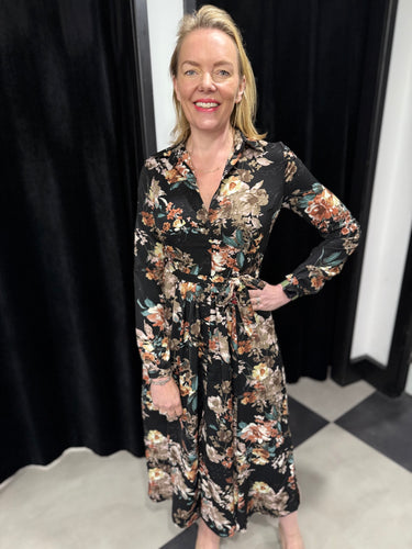 Midnight Bloom Shirt Dress