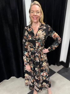 Midnight Bloom Shirt Dress