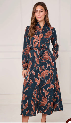 Teal & Chestnut Floral Maxi Shirt Dress - chichappensboutique