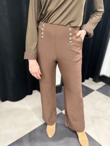 Military Style Trousers (Chocolate) - chichappensboutique