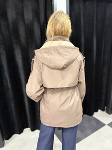 Reversible Mid Length Parker (Chocolate/Taupe)