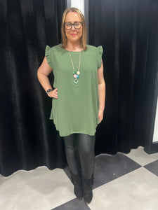 Extra Chic Longline Frill Sleeve Top (various colours) - chichappensboutique